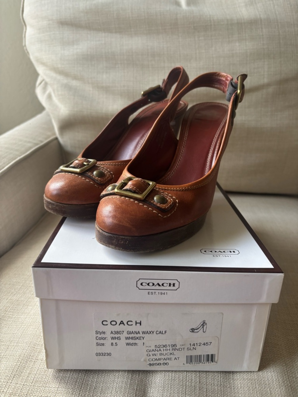 Coach Platform Slingback Giana Whiskey brown size 8.5